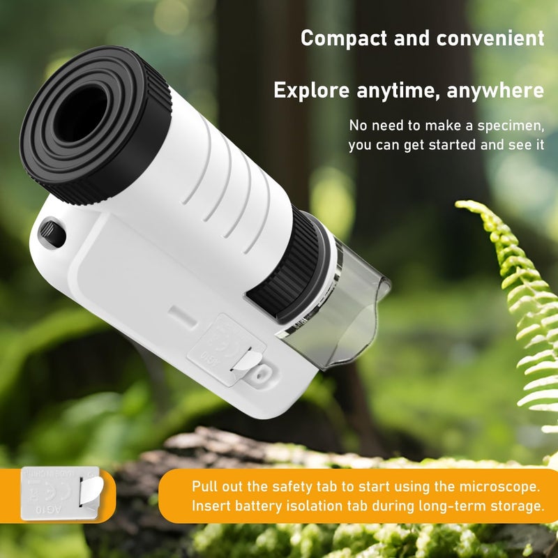 Grampus 60x-200x LED Pocket Microscope Portable Handheld STEM Toy for Kids Adults, Mini Microscope for Student Science Lab for Educational Microbiological Observation Outdoor Exploration - Image 5